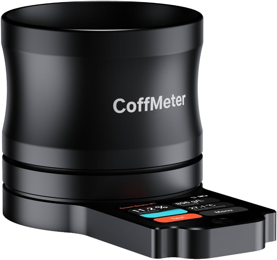 Coffee Moisture Tester for Moisture Content, Density, Sample Temperature, Patented Bean Distributor, HD Touchscreen, Portable, Real-Time Accuracy, for Professional Roasters & Coffee Enthusiasts