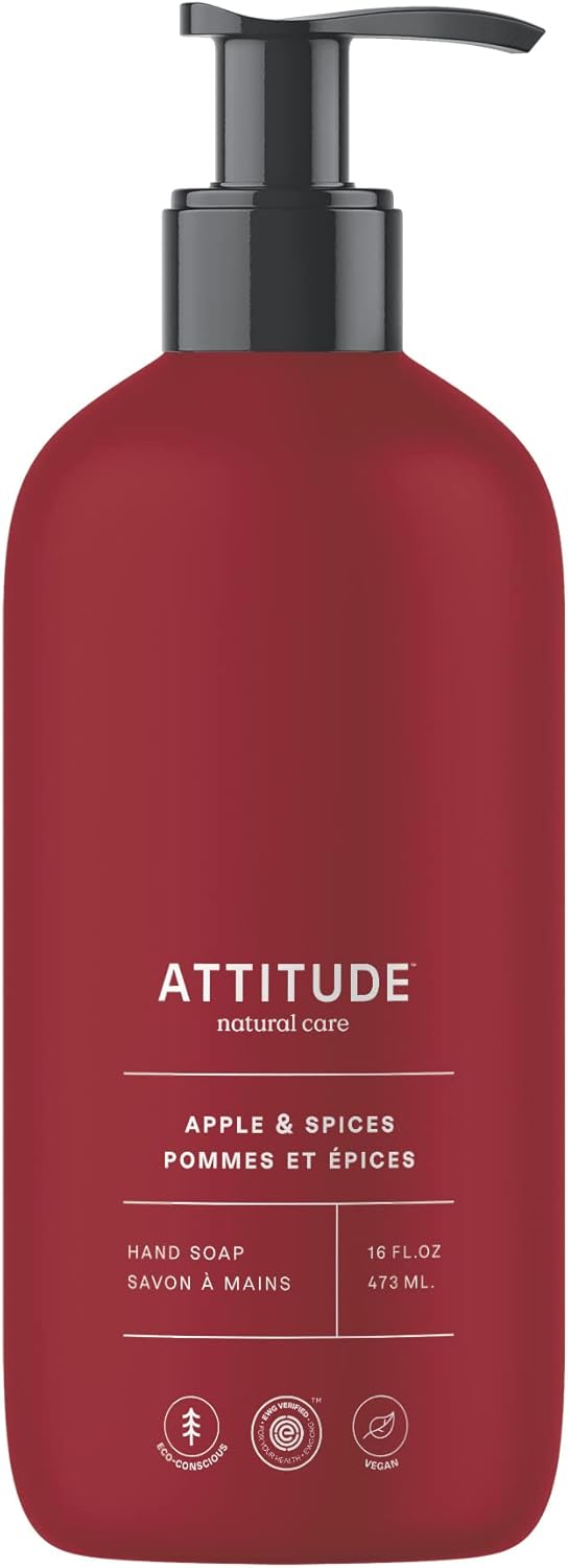 ATTITUDE Liquid Hand Soap, EWG Verified, Plant and Mineral-Based, Vegan Personal Care Products, Apple & Spices, 473 mL