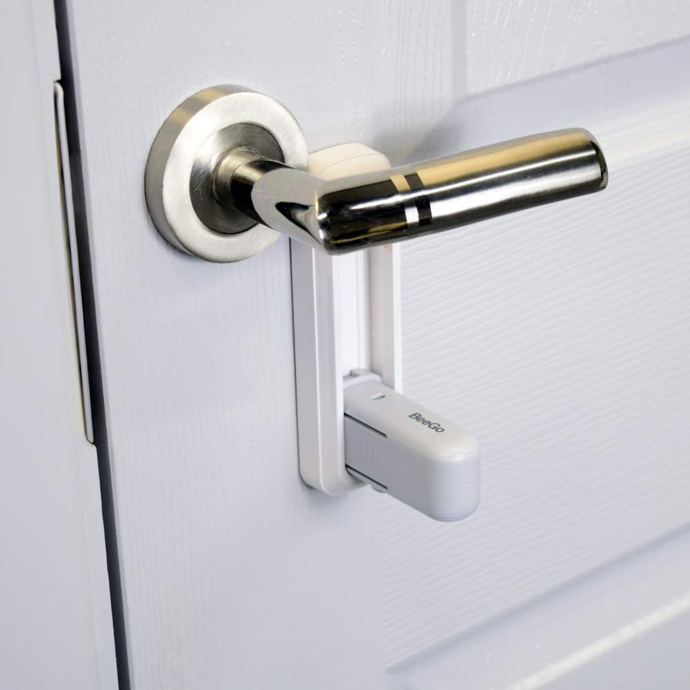 BeeGo® Door Lever Locks (2 Pack) – Stick On Door Lock Without Drilling | Door Security with Adhesive for Home, Bedroom, & Kitchen