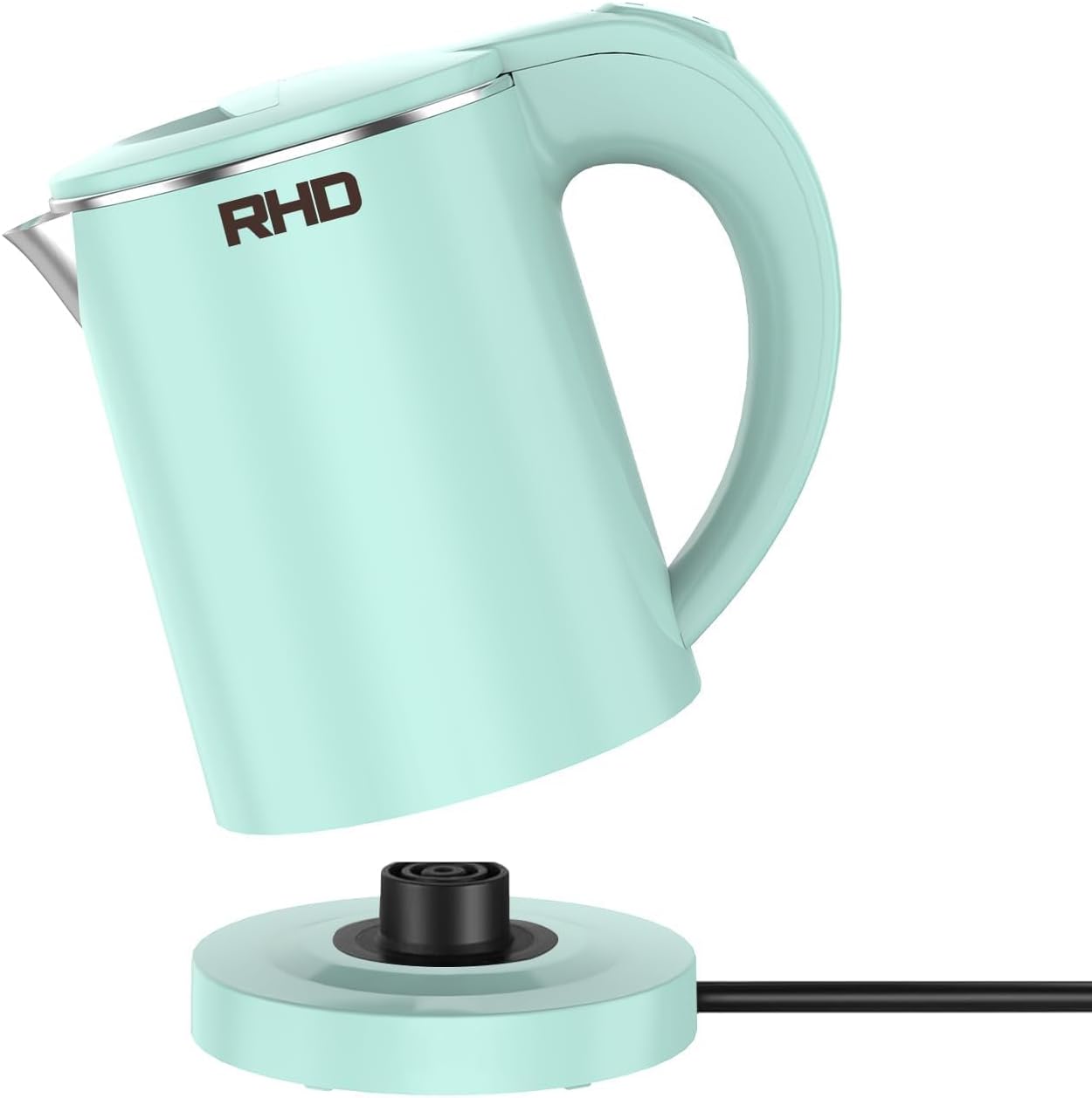 RHD 0.5L Small Portable Electric Kettles for Boiling Water, Stainless Steel Travel Kettle, 600W Fast Boil Teapot, Auto Shut-Off, Tea Kettle & Hot Water Boiler Perfect For Travel, Coffee, Tea (Green)
