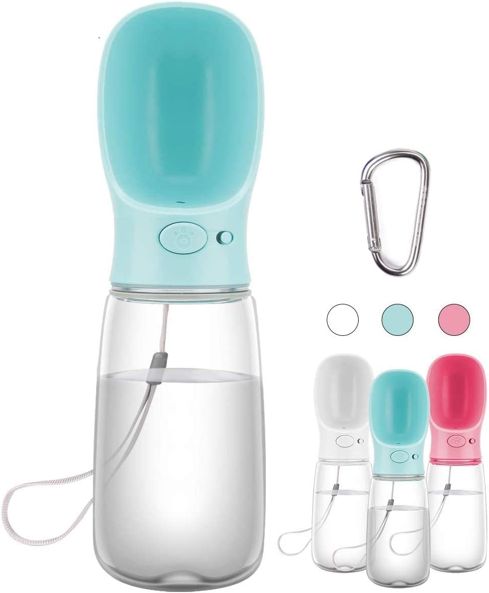 Portable Dog Water Bottle 350/550ml, Pet Water Dispenser Antibacterial Food Grade Leak Proof Dog Cat Travel Drink Bottle Bowl, Pet Outdoor Drinking Cup Dog Gift (550ml, Blue)
