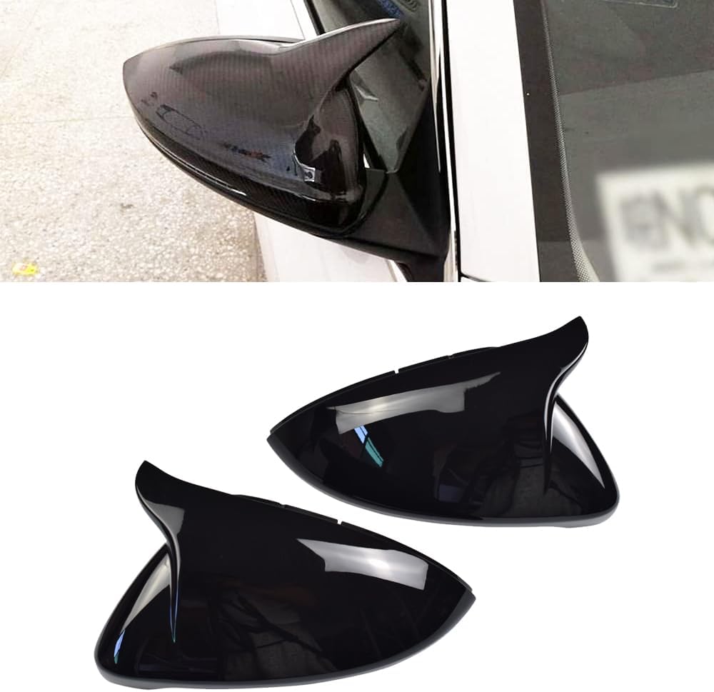 Rearview Mirror Shells Side Wing Mirror Cover Cap Bright Black Pair Fit For VW Golf MK7 7.5 GTI 7 Golf 7 R (Bright Black)