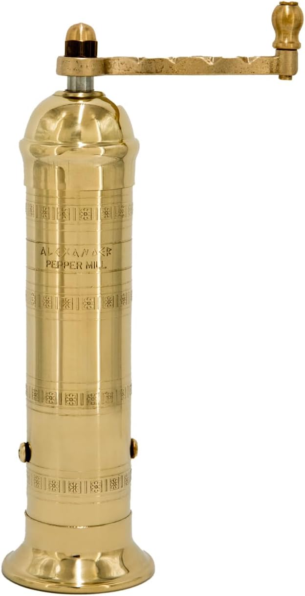 Alexander Home Original Greek Pepper Mill, 8-Inch Brass – European Manual Pepper Grinder Refillable