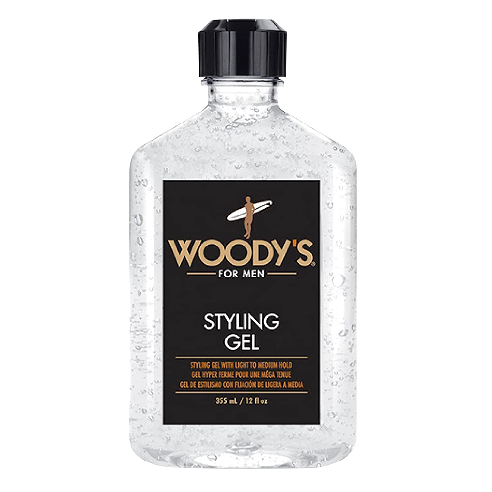 Woody's Styling Gel for Men – Alcohol-Free Men's Hair Gel with Light to Medium Hold, No Crunch, Touchable Finish, 12 fl oz