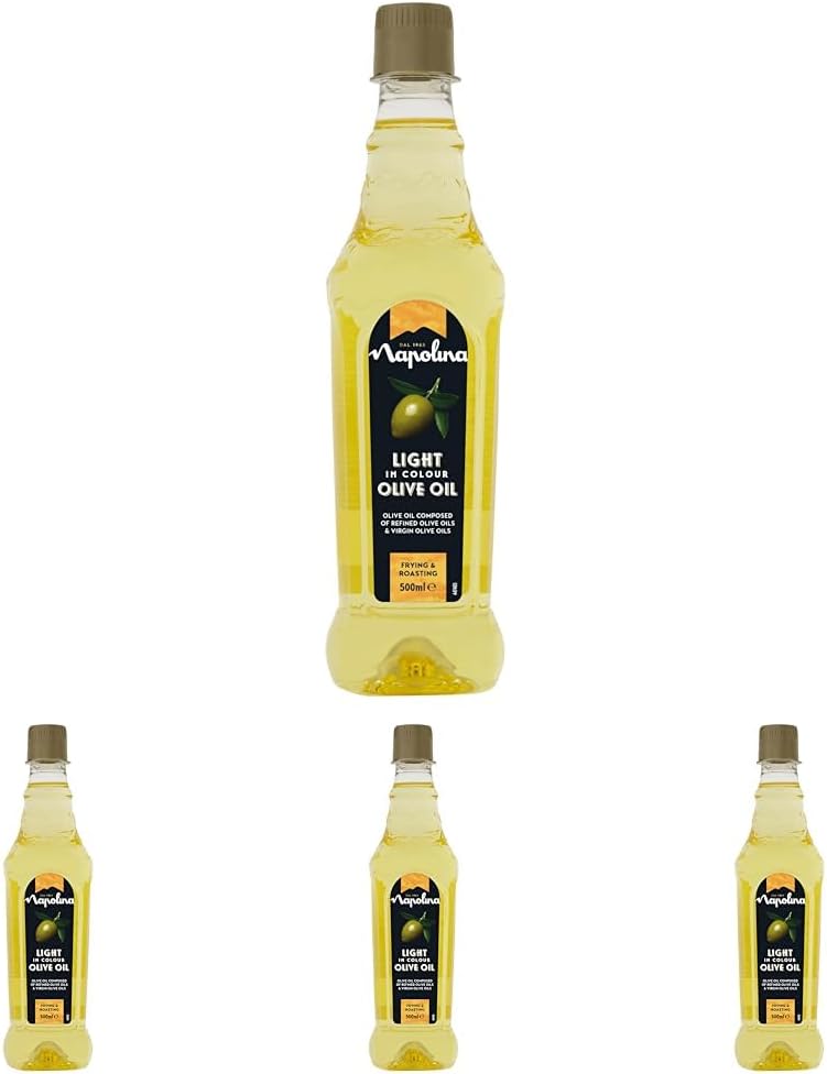 Napolina Light and Mild Olive Oil, 500 ml (Pack of 4)