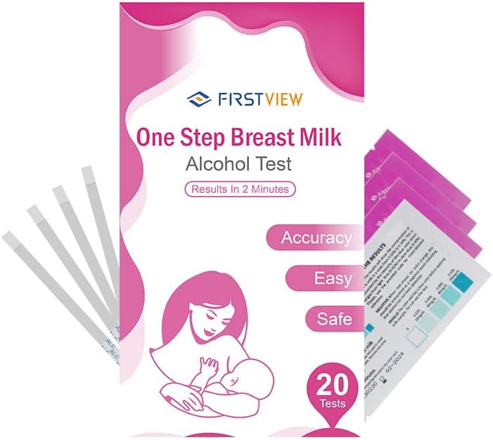 Alcohol Test Strips for Breastmilk,Detects Alcohol in 2 Mintues, High Sensitivity to 0.02%（20mg/dL, Simple Breastmilk Dip Test, Fast and Easy to Use for Breastfeeding Moms-20 Test Strips