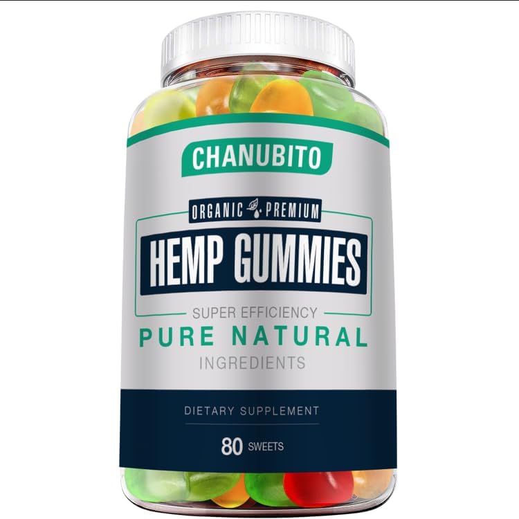 Hemp Gummies for Pain, Sleep & Anxiety - 100% Natural Organic Supplement, High Potency Pure Hemp Oil Extract Edibles, Vegan & Non-GMO, 1 Pack