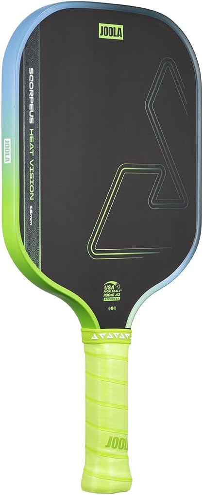 JOOLA SCORPEUS Heat Vision 16mm Pickleball Paddle - Standard Shape - Textured Carbon Fiber Surface for Spin - SK Film for Reduced Vibration - USAP Approved - NFC Chip Enabled