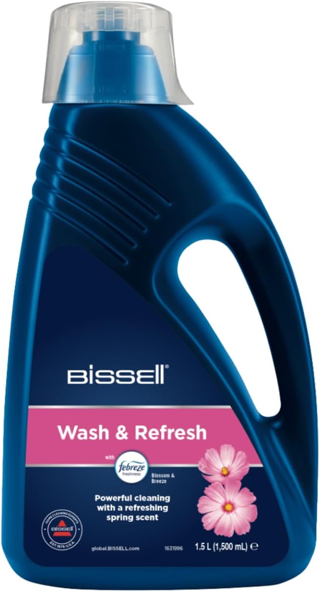 BISSELL Wash & Refresh with Febreze Blossom & Breeze Formula 1.5L 1078N | For BISSELL Upright Carpet Cleaners, carpet cleaning solution with the scent of Febreze