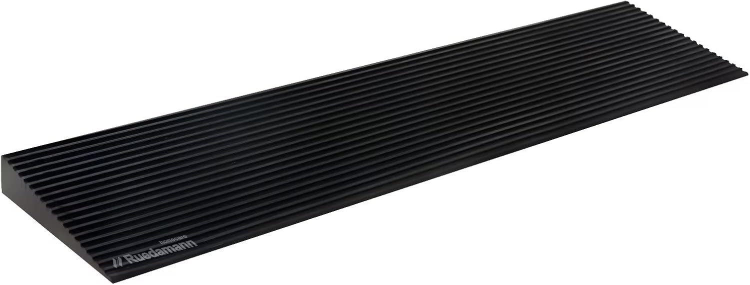 Ruedamann 1-5/8" Rise Threshold Ramp,1500 LBS Capacity, 35.4" Wide Natural Rubber Power Wheelchair Ramp, Cuttable for Doorways, Non-Slip Rubber Threshold Ramp for Doorways,Driveways, Bathroom