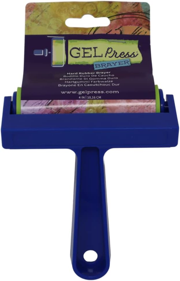 4-Inch Gel Press Rubber Brayer - for Printmaking, Scrapbooking, Paper Crafts, Home Decor & More - Blue & Green