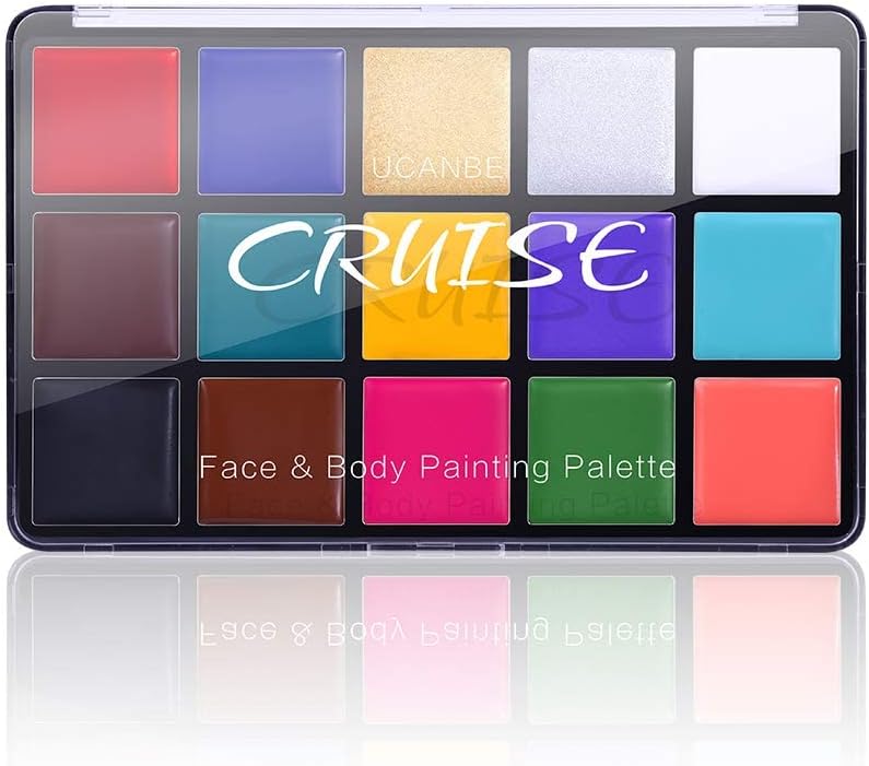 UCANBE Face Body Paint Oil, Professional 15 Colors FX Makeup Palette- Non Toxic Hypoallergenic Safe Facepaint for Halloween, Cosplay Costumes, Parties and Festivals