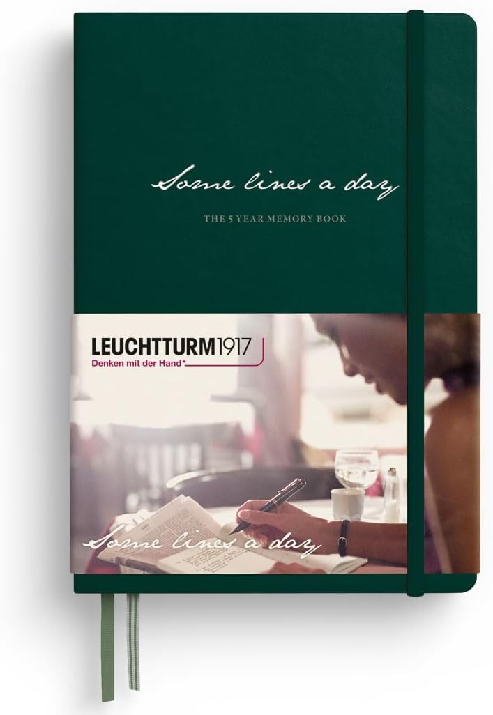 LEUCHTTURM1917 - Some Lines A Day - 5 Year Memory Notebook - Hardcover Journal 366 Pages for 5 Years of Entries (Forest Green)
