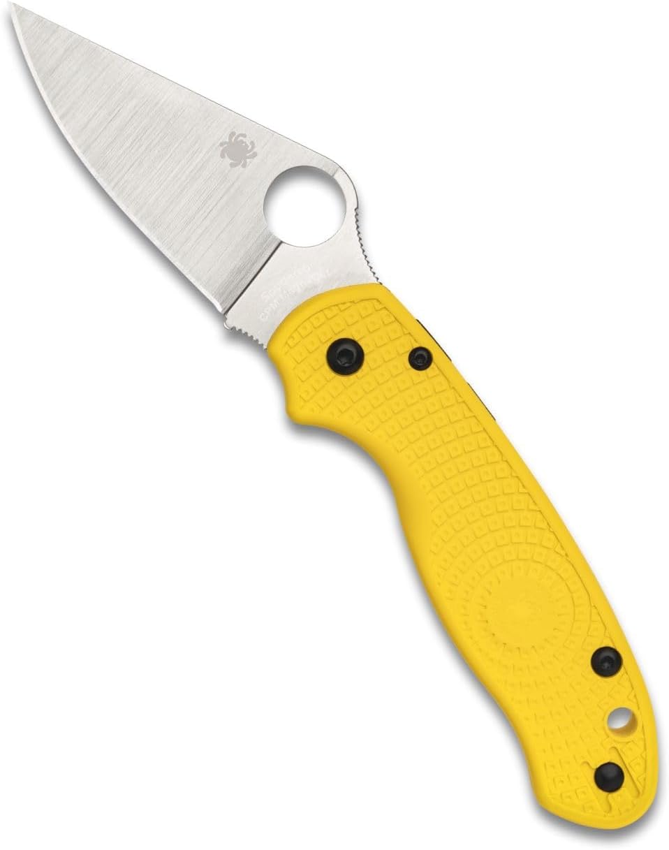Spyderco Para 3 Lightweight Salt Folding Pocket Knife with 2" CPM MagnaCut Steel Blade and FRN Handle - EDC Knife for Men and Women, Perfect for Hunting, Tactical, Camping - PlainEdge - C223PYL | 2.93 Cpm Magnacut Plain-Edge, Compression Lock, Ambidextrous Tip-Up Clip, 2.4 Oz, Usa