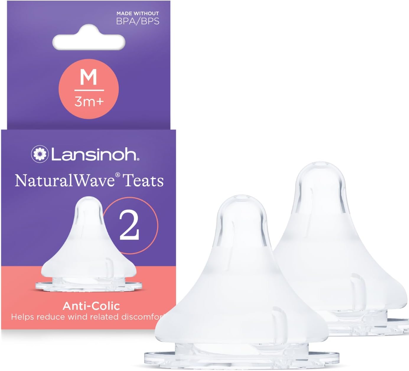 Lansinoh NaturalWave Medium Flow Teats (Pack of 2)
