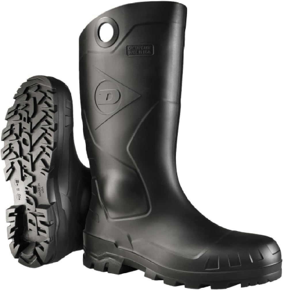DUNLOP Protective Footwear, Chesapeake steel toe Black Amazon, 100% Waterproof PVC, Lightweight and Durable