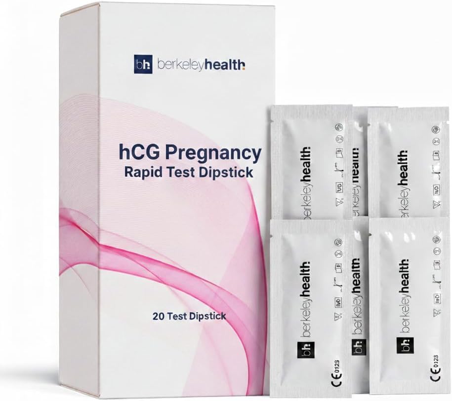 hCG Pregnancy Test Strips, Dipstick, 25 mIU/mL (20 Tests)