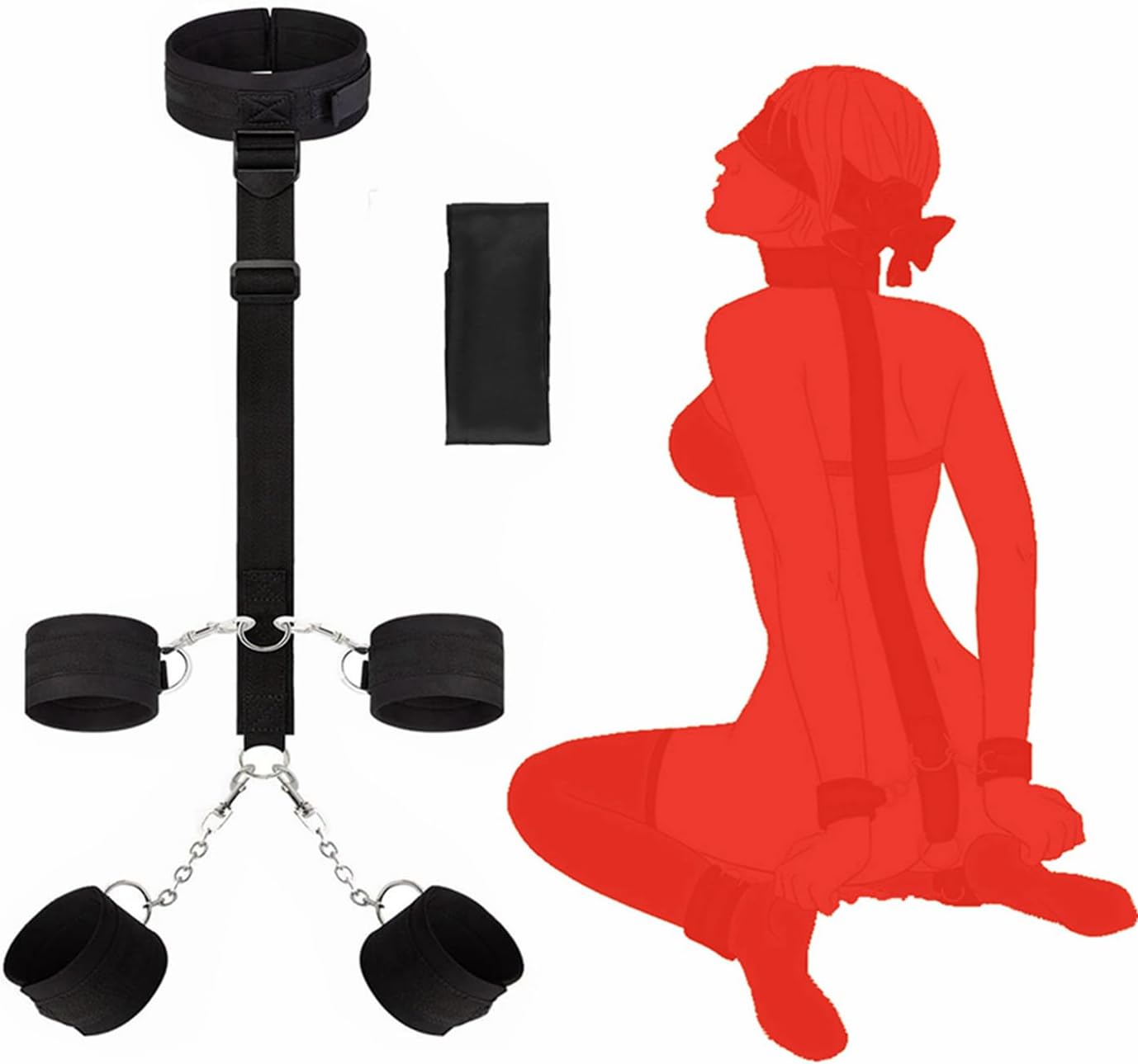Posture Collar for Women Submissive Wrist and Ankle Restraints for Couple Queen Bed Bondaged Sex Accessories Sex Gaming tic-tac-Toe Sex Cuff Bracelets Set SM Toys for Adult Couple Sweater