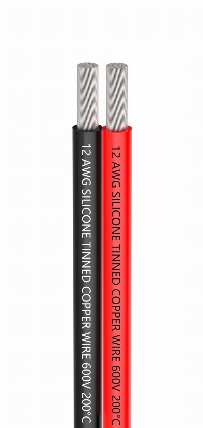 TUOFENG 12 AWG Silicone Electrical Wire 10 Meter [Black 5 m Red 5 m] Soft and Flexible Tinned Copper Wire 3.3mm² Hook Up Wire Insulated Stranded Wire