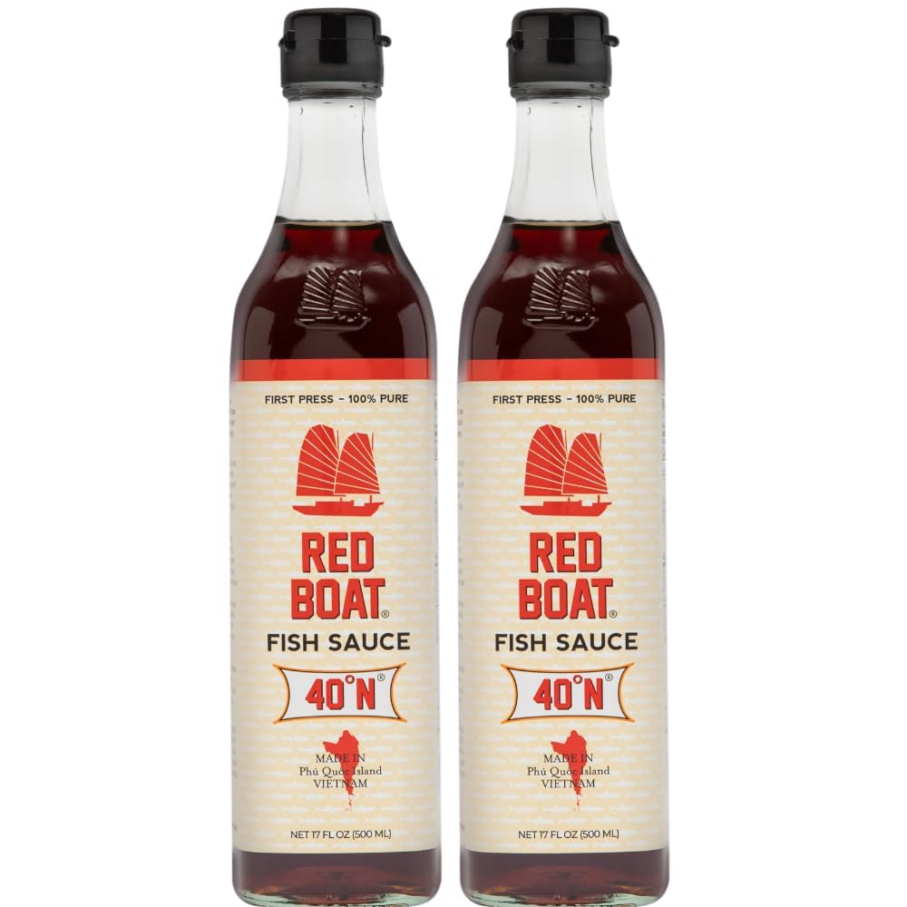 Red Boat Fish Sauce | Premium 40°N Fish Sauce made with just 2 ingredients in Vietnam | Keto, Paleo & Whole 30 | Gluten and Sugar free | 17 fl oz