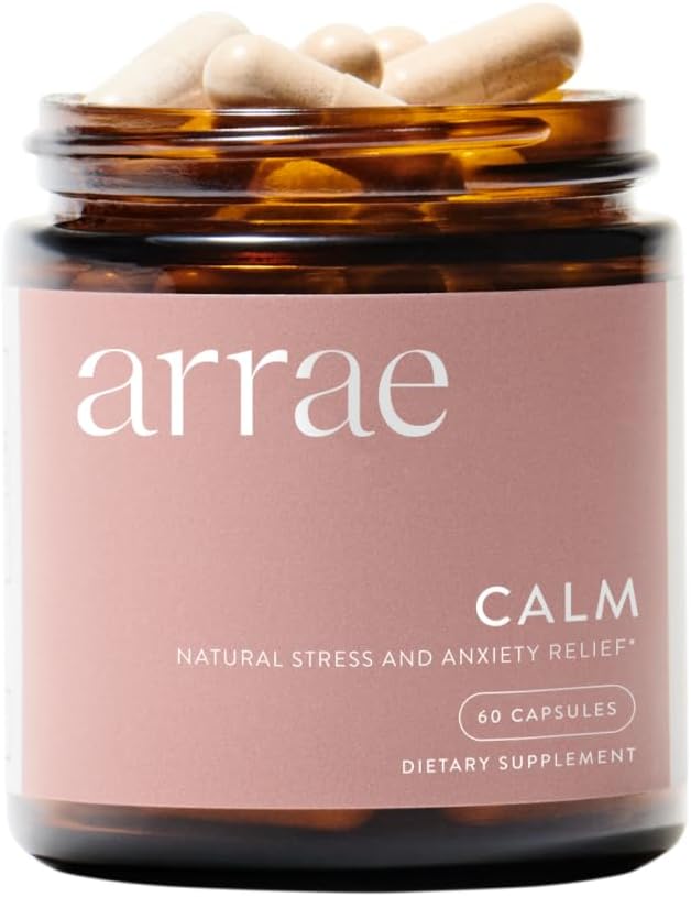 Arrae Calm Cortisol Manager - 60 Stress & Panic Relief Capsules - Mood Support Supplement w/L-Theanine, Inositol, Passionflower, & Magnesium to Help You Feel Zen