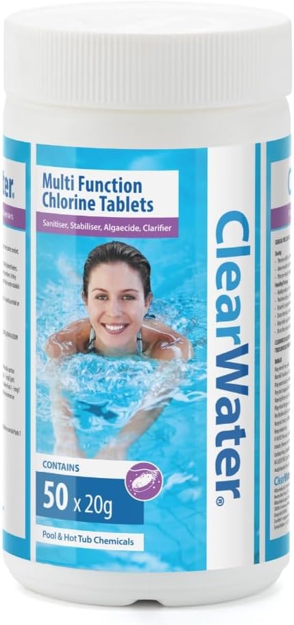 Clearwater 4-in-1 Chlorine Tablets for Hot Tub, Spa & Pool, 1kg 50 x 20g