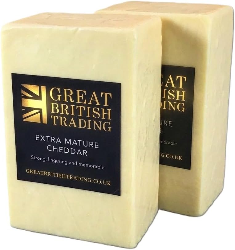 Extra Mature Cheddar Cheese | Strong Aged British Cheddar | 2 x 1kg Pack | Perfect for Cooking & Snacking from GREAT BRITISH TRADING