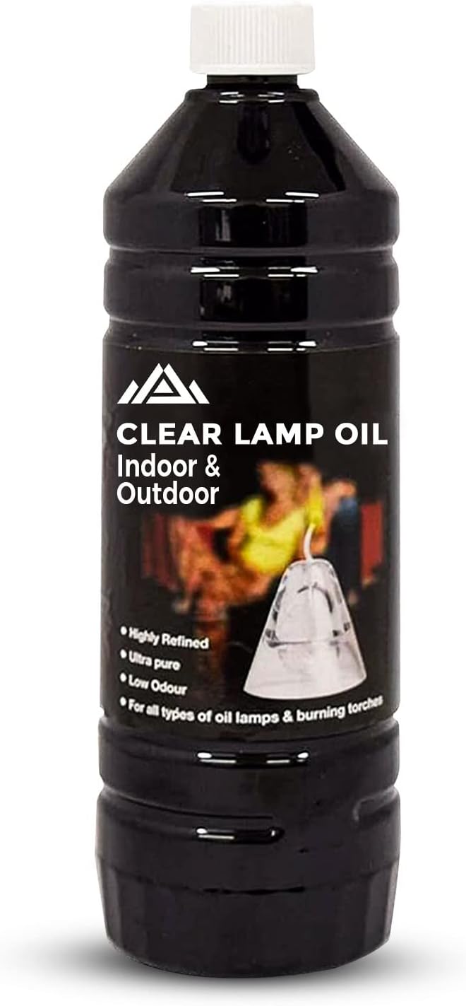 Clear Lamp Oil for Indoor & Outdoor Use, Smokeless Fuel Lantern Torch Oil Lamp For Garden Burners, Garden Torches, Oil Lamps, Tiki Torches-Clean Burning Oil 1-Litre (1-Pack)