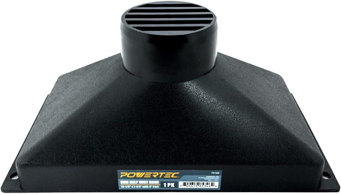 POWERTEC 70169 Mini Gulp Dust Hood Collector with 4" ID Port - ABS Plastic Fitting for Woodworking Dust Collection Hose,13-1/2" x 7-1/4"