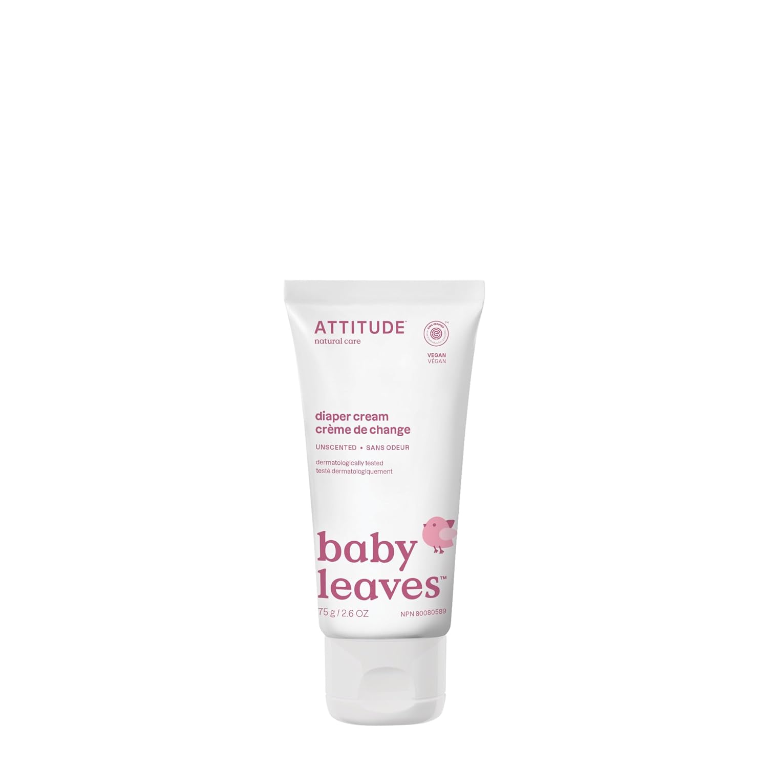 ATTITUDE Baby Diaper Cream, EWG Verified & Zinc Oxide Formula, Unscented & Hypoallergenic, Dermatologist-Tested, Vegan, 75g