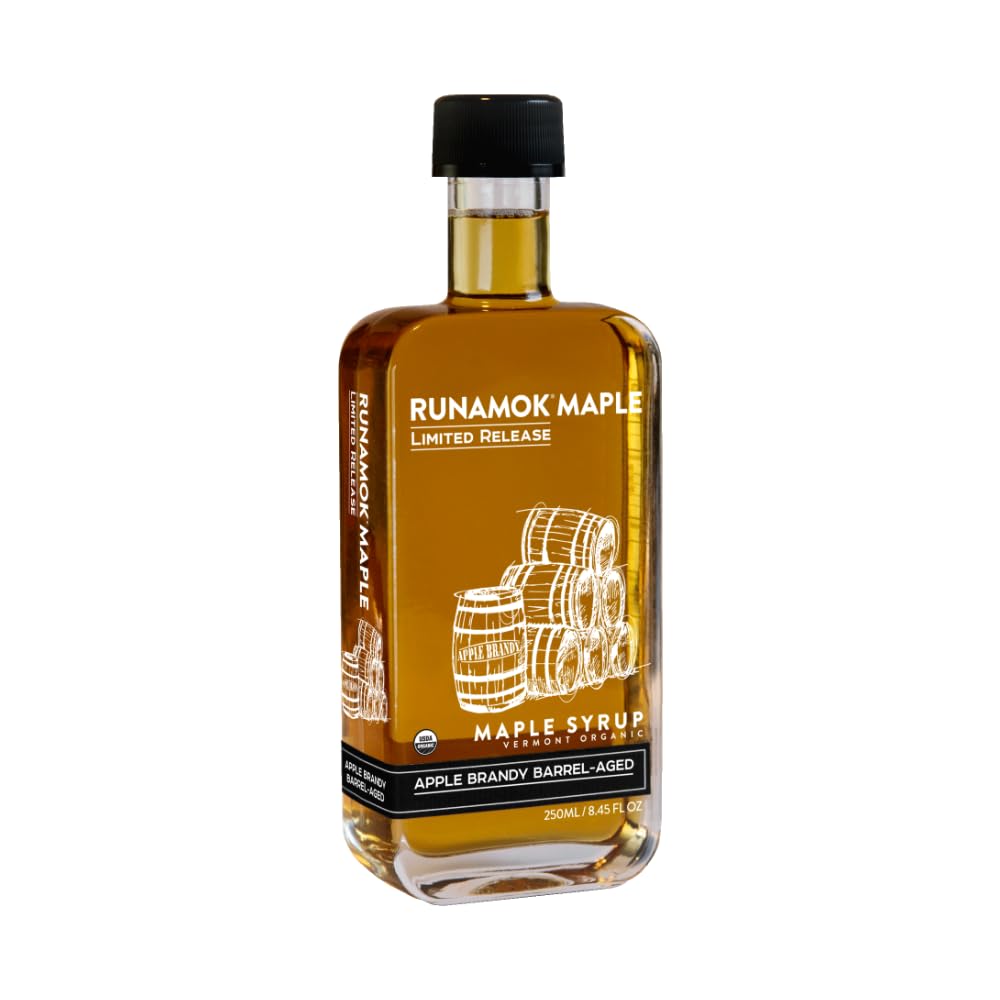 Runamok Organic Apple Brandy Barrel Aged Pure Vermont Maple Syrup | 8.45 Fl Oz (250mL)