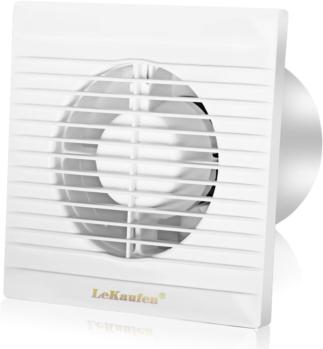 LeKaufen 4" Bathroom Extractor Fan 100mm Exhaust Fan with Backflow Flap, Powerful Window Extractor Fans for Dehumidification Ventilation, Airflow 150 m³/Hour, Silent for Kitchen Ceiling Window Office