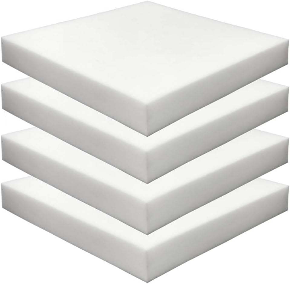 Foamma 4-Pack 2" x 18" x 18" High Density Upholstery Foam, Chair Cushion Square Foam for Dining Chairs, Wheelchair Seat Cushion Replacement