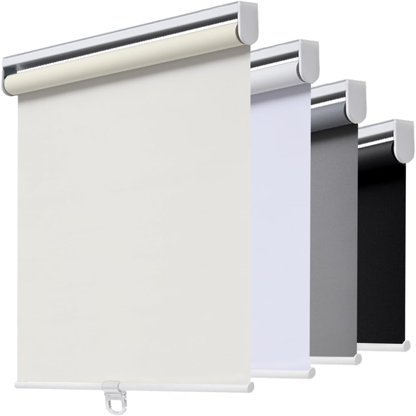 AOSKY Cordless Roller Shades Blackout Blinds for Windows Room Darkening Rolled Up Shades with Spring System, UV Protection Window Shades Door Blinds for Home and Office (35" W x 72" H, Ivory)