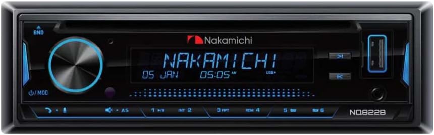 Nakamichi NQ822B 1-DIN CD/MP3/USB Stereo Receiver for Dashboard with Bluetooth