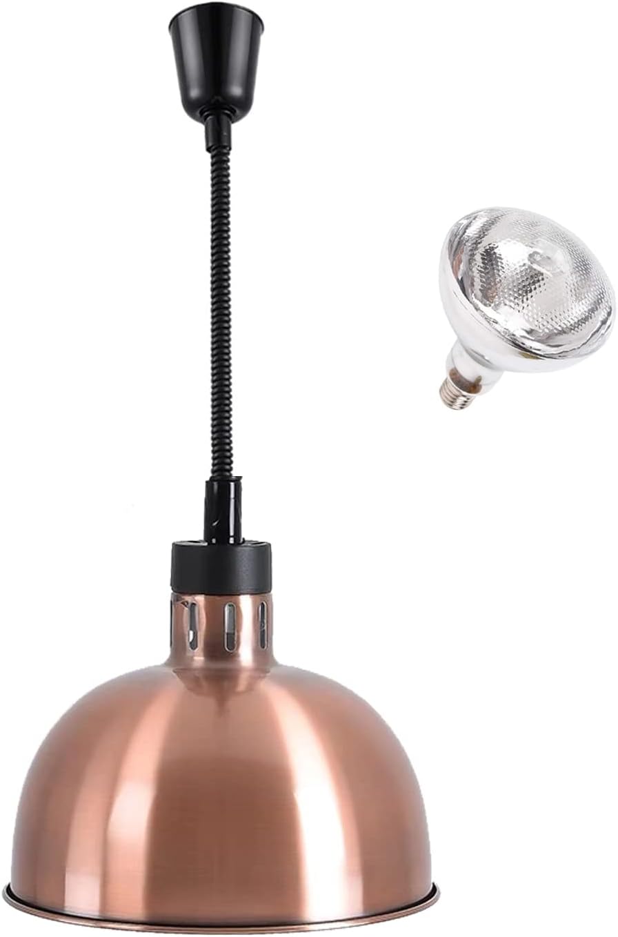 Hanging Food Heat Lamp Overhead Food Lamp Warmer Food Light (Dia 29CM(Copper))