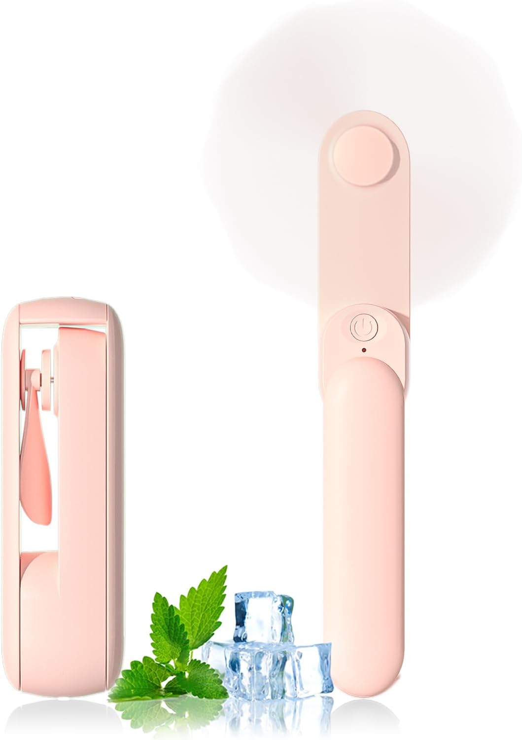 Portable Handheld Fan, 2 IN 1 Mini Hand Fan, Battery Operated [8-15 Working Hours], USB Rechargeable Personal Foldable Fan for Indoor, Small Pocket Fans Travel Essentials for Outdoor (Pink)