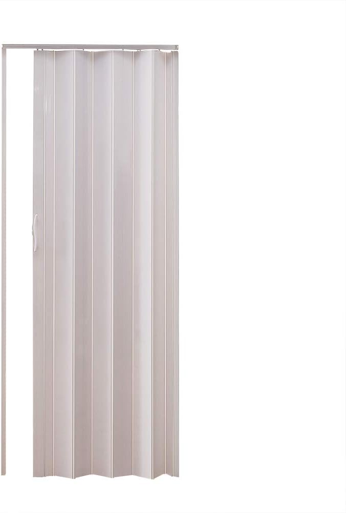 Folding Door Magnetic Catch PVC Concertina Accordion Door Gloss 84x203cm 6mm Thick (White)