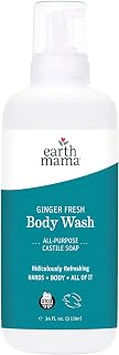 Earth Mama Ginger Fresh Foaming Hand Soap and All Purpose Body Wash for Sensitive Skin, Liquid Castile Soap with Organic Coconut Oil, Shea Butter, Calendula, & Aloe, 34-Fluid Ounce