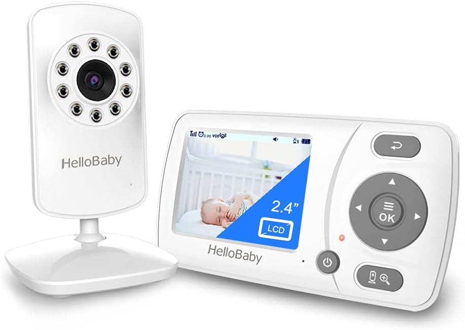 HelloBaby Baby Monitor, Upgrade Video Baby Monitor with Camera and Night Vision, 960p, No WiFi for Privacy, ECO Mode,Digital 2X Zoom,Alarm Function