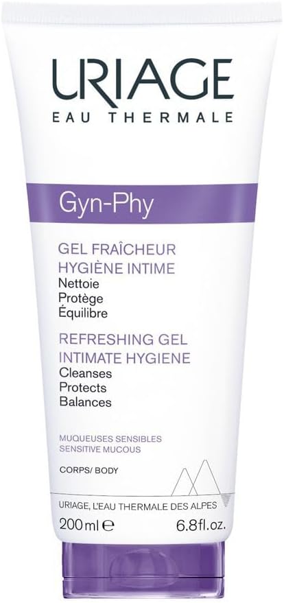 Uriage Gyn-Phy Refreshing Intimate Cleansing Gel 200ml - Cleanses and Preserves Natural Balance - Physiological pH and Glyco-Gyn Complex - Floral Fragance
