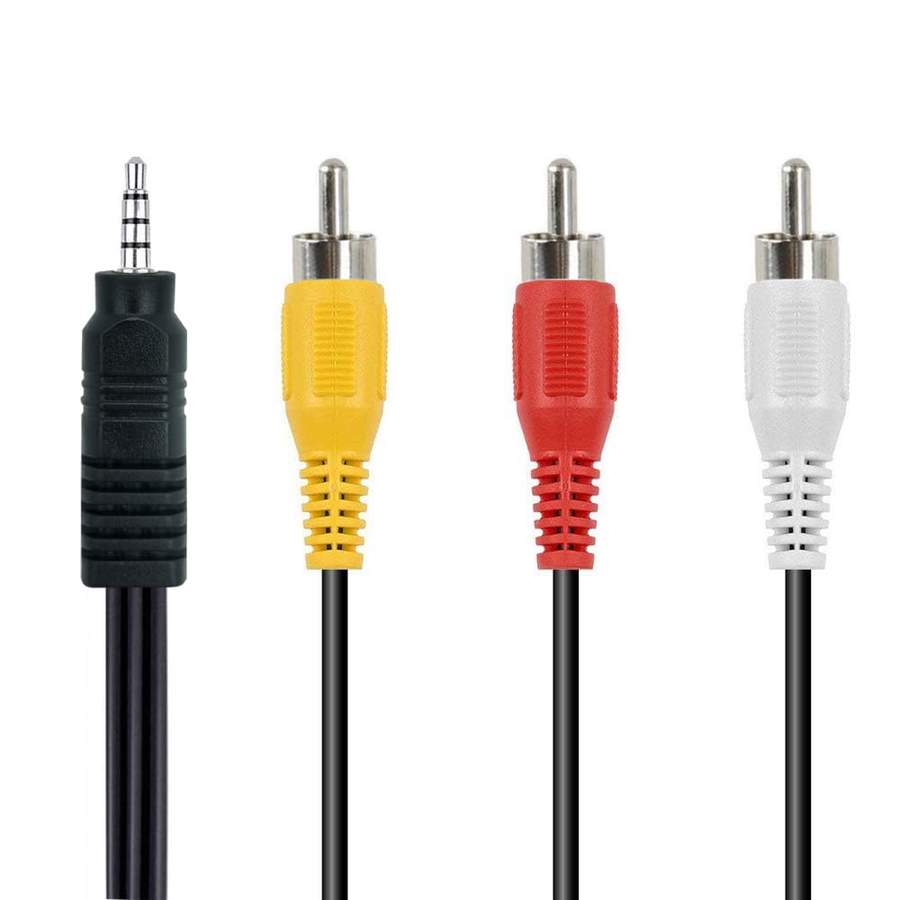 3.5mm to RCA Camcorder AV Audio Video Output Cable, 3 RCA to 3.5mm AV Input Cord Replacement for Sony TV TCL TV 5FT