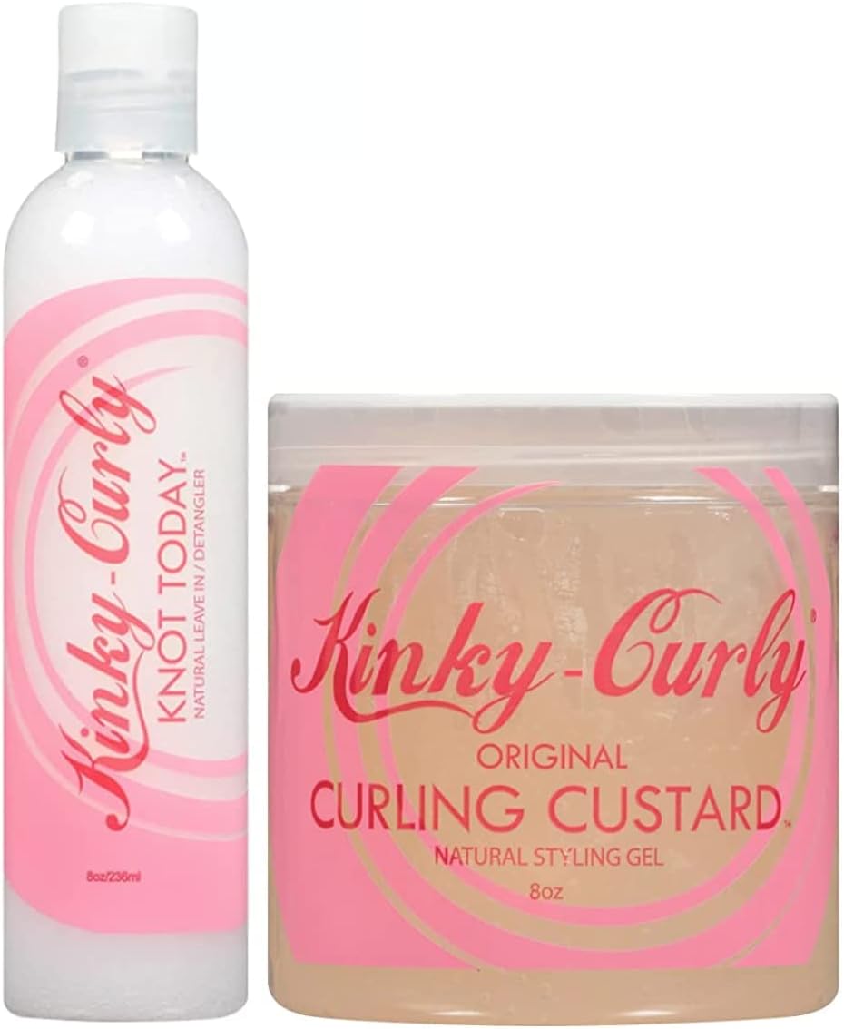 Kinky Curly Knot Today Leave In Conditioner + Curl Custard Gel 8oz Each COMBO