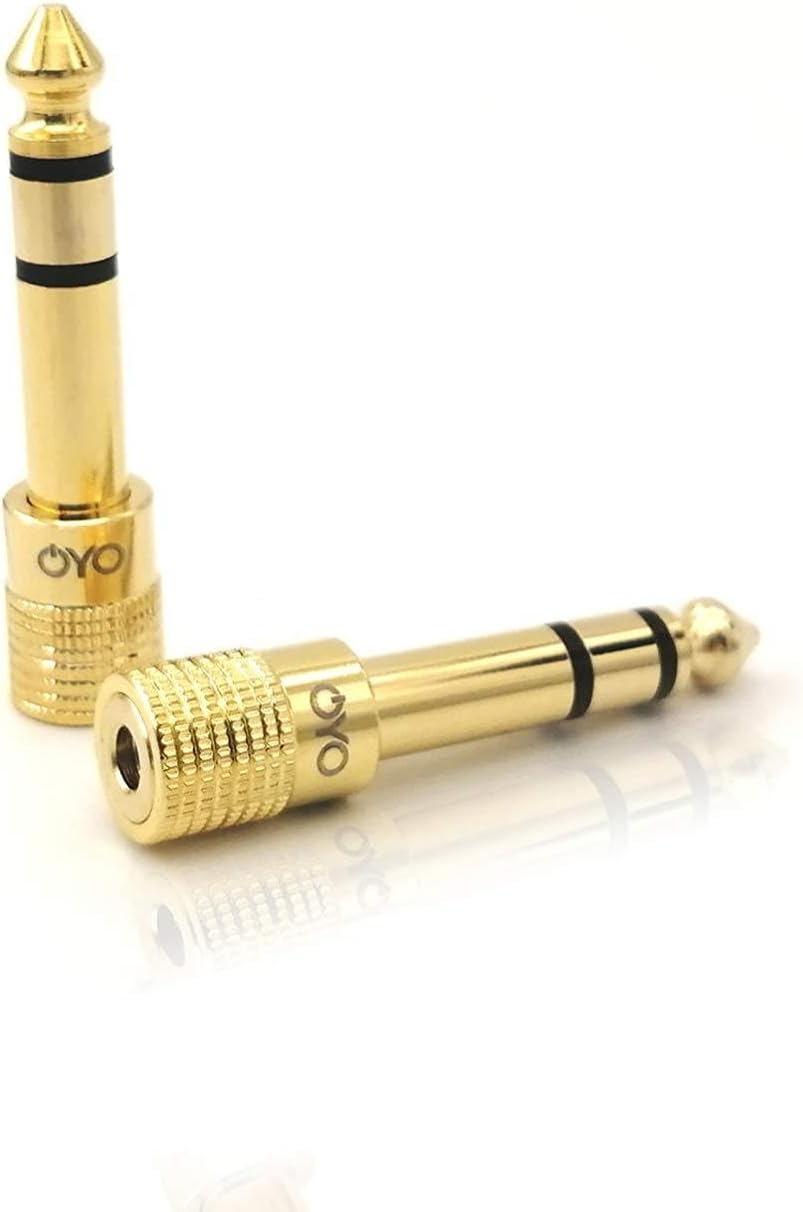 OYO Headphones Adapter, 3.5mm to 6.35mm Stereo Aux Jack Headphone Adapter, Gold-Plated 3.5mm 1/8 inch to 6.35mm 1/4 inch Female to Male Audio Plug Adaptor for Digital Piano, Keyboard PACK OF 2