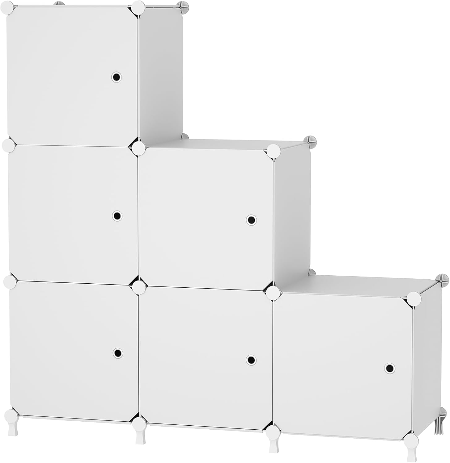 ATTDETJL 6-Cube Storage Unit with Doors, Cube Organizer for Bedroom, Wardrobe & Under Stairs, 30x30x30cm Compartments, Space-Saving Closet Storage, White ATTSL6002