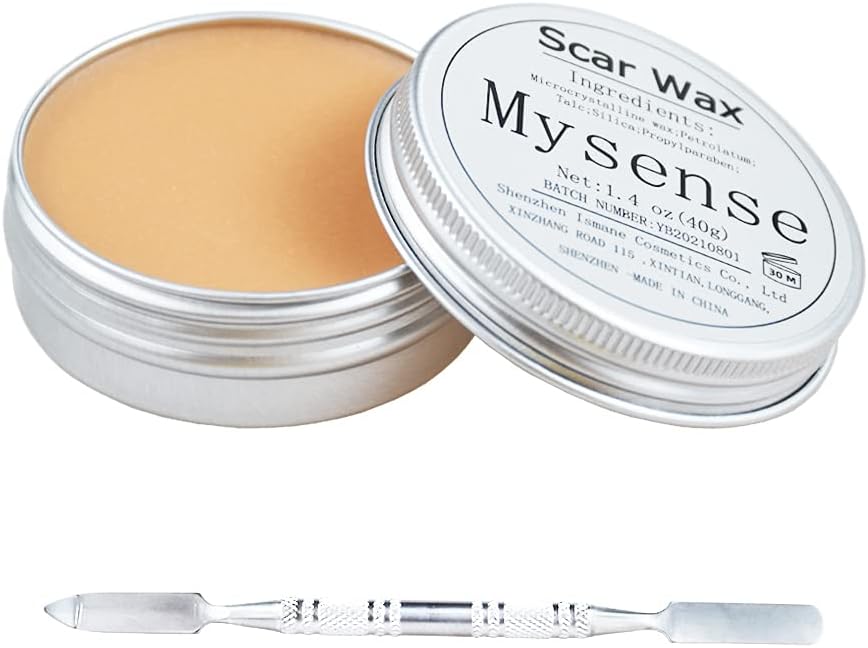 Mysense Scar Wax Kit SFX Make Up Special Effects Fake Molding Wound Skin Wax Body Paint Halloween Set Fake Nose Stage Zombie Cosplay Costume SFX Makeup with Spatula,1.4Oz(40g)