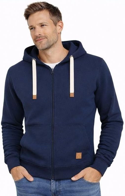 Blu Apparel Men's Full Zip Hoodie Fleece Hoodys for Men Premium Branded Hoodies