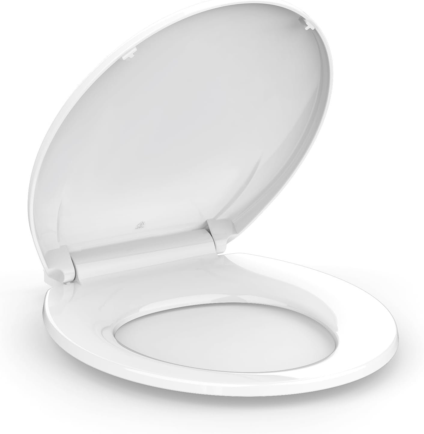 Round Toilet Seat, Slow Close Toilet Cover Seat for Easy Clean and Stain-Resistant, Plastic Toilet Seat With Cover, Quick-Release Hinges and Quick-Attach Hardware,White