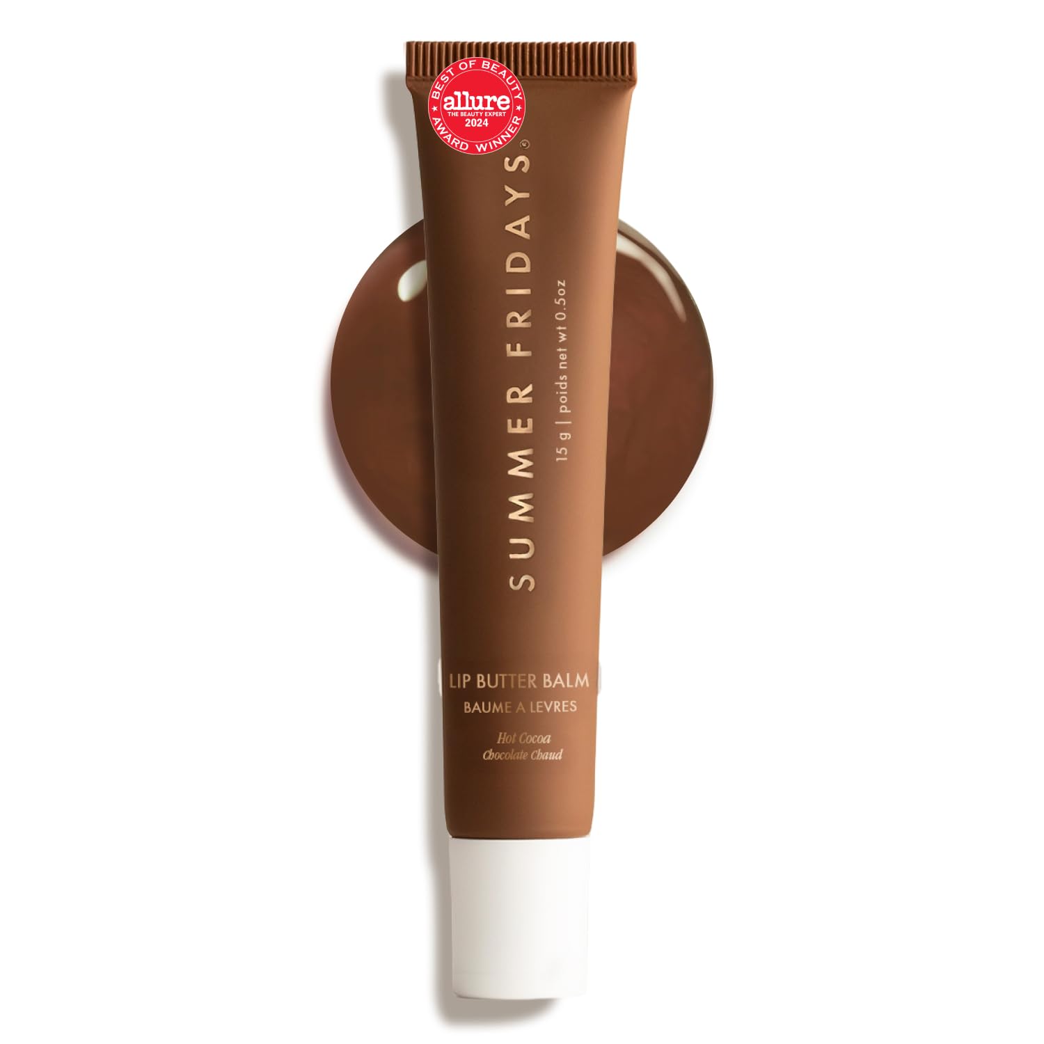 Summer Fridays Tinted Lip Butter Balm - Conditioning Vegan Lip Balm for Instant Moisture, Shine & Hydration - Sheer-Tinted, Soothing Skincare - Hot Cocoa (.5 Oz)