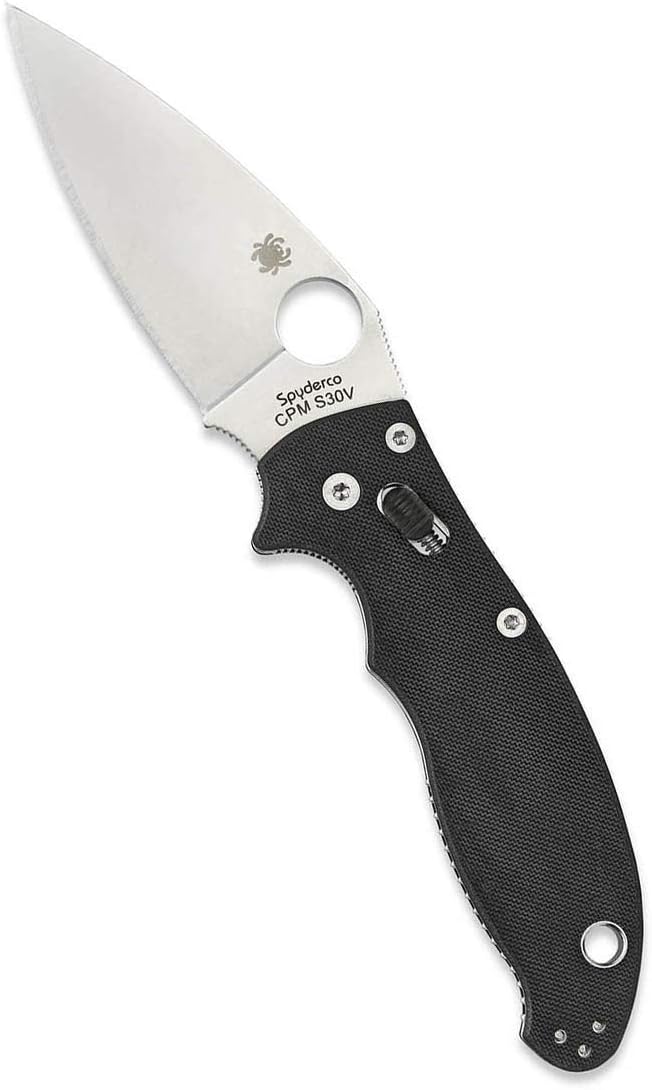 Spyderco Manix 2 Folding Pocket Knife with 3.3" CPM S30V Steel Blade and G-10 Handle - EDC Knife for Men and Women, Perfect for Hunting, Tactical, Camping, Survival, Hiking - PlainEdge - C101GP2 | 3.37 Cpm S30v Plain Blade, Black G-10 Handle, Ball-Bearing Lock, Ambidextrous Tip-Up Clip, Made in Usa